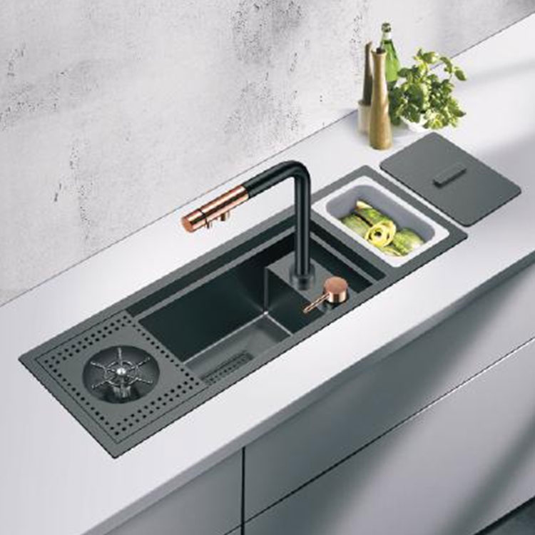 Rinser Kaca Gunmetal otomatis kanggo Sink lan Nano Coated Sink Bar