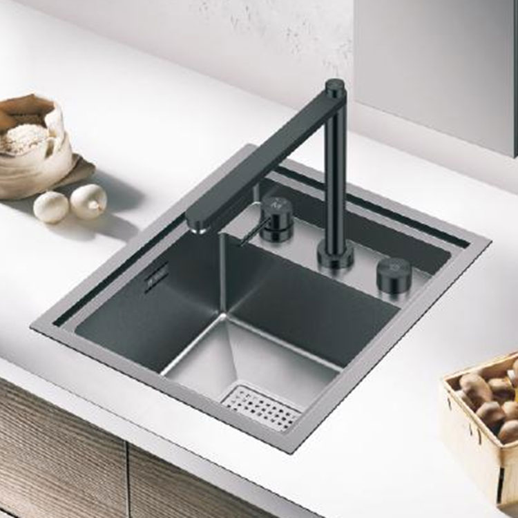 Black Gold Stainless Steel Baskom Tunggal Didhelikake Sink